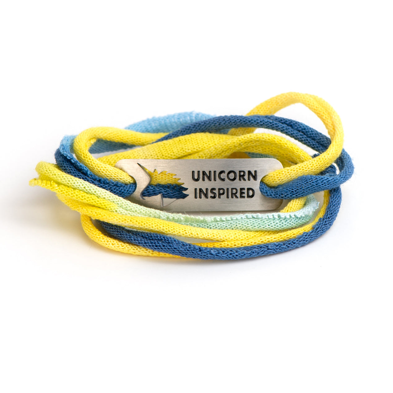 Run Boston and Unicorn Inspired - Blue/Yellow Jersey Wrap Bracelet Run Boston